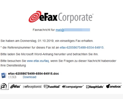 Efax Warnung